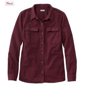 Ll Bean Maroon Heritage Chamois Flannel